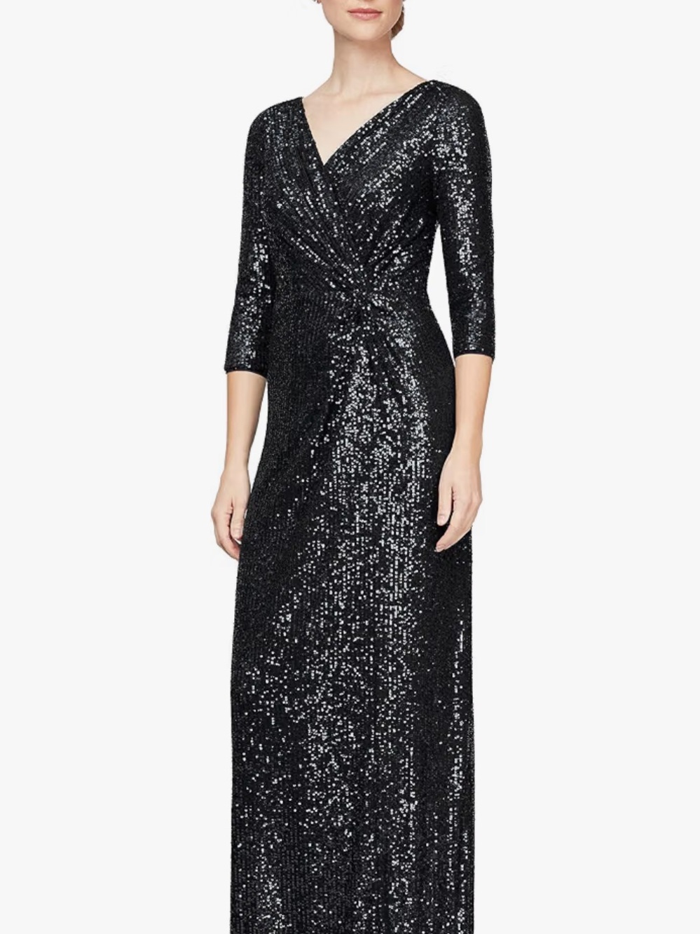 Beginning Boutique Black Sequin Wrap-Front Maxi Dress